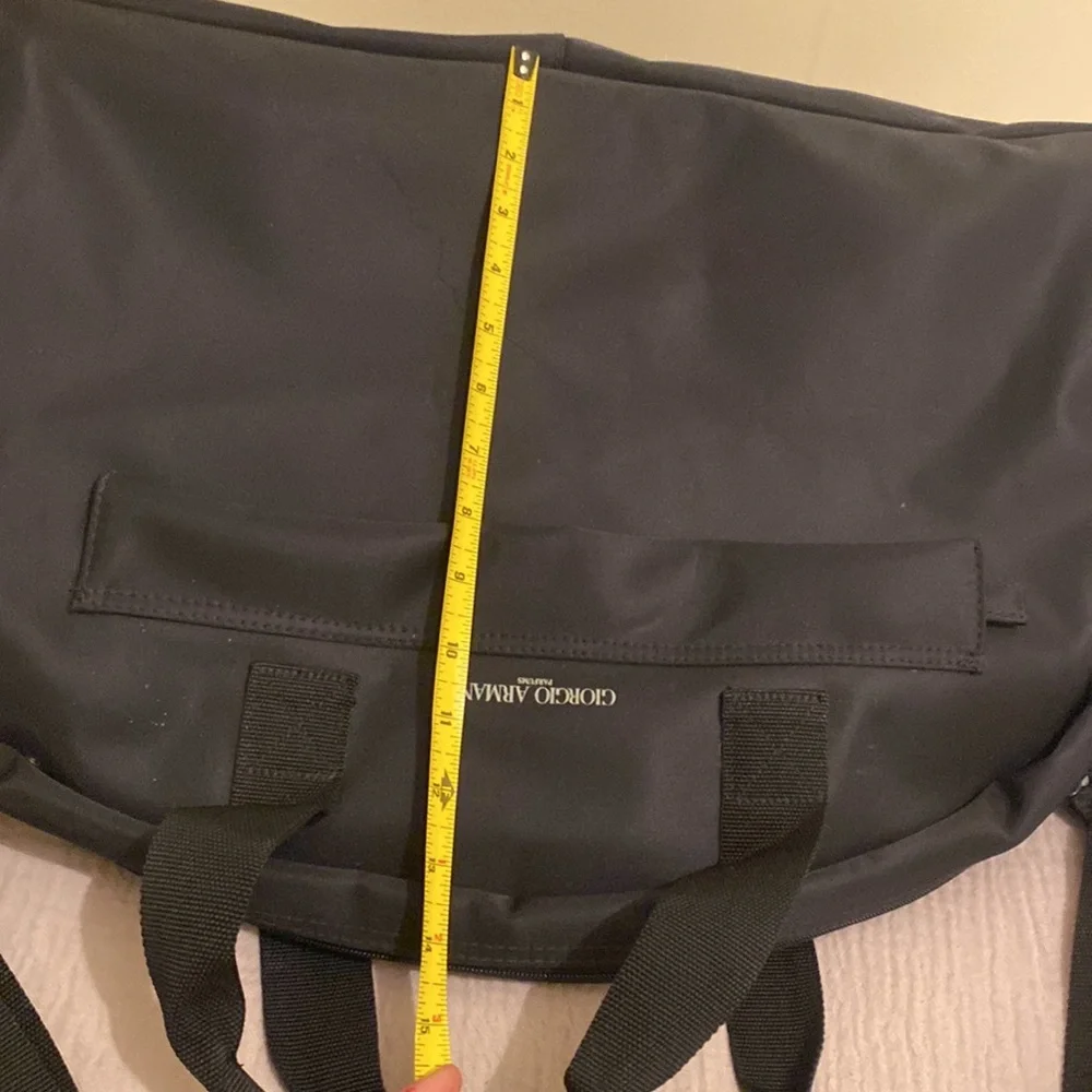 Giorgio Armani Perfums Classic Black Duffel Bag. Unisex model